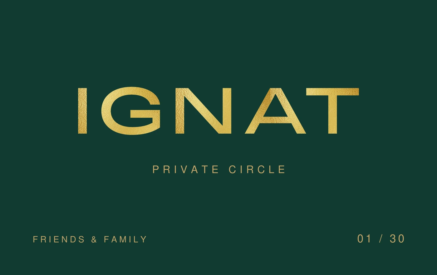 IGNAT Private Circle, goldener Originalschriftzug auf Grün, Karte 01 von 30